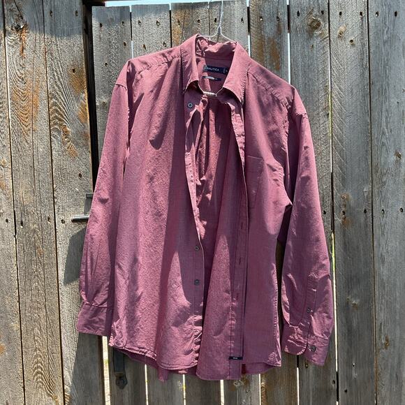 Men's Nautica Red w Blue/White Check Button Down Sz XL - Picture 1 of 6